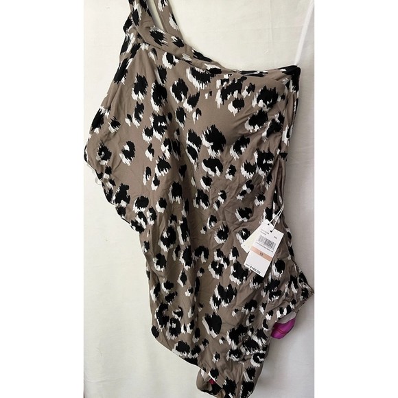 Trina Turk NWT Lynx Ruffle High Neck Reversible 1 Piece Bathing Suit size 12 - Picture 1 of 9